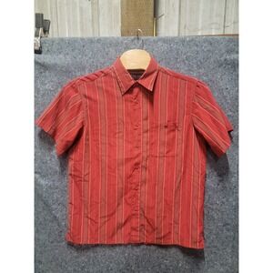 R & R Casual Luxury Micofiber Orange &‎ White Pin Stripes Short Sleeves